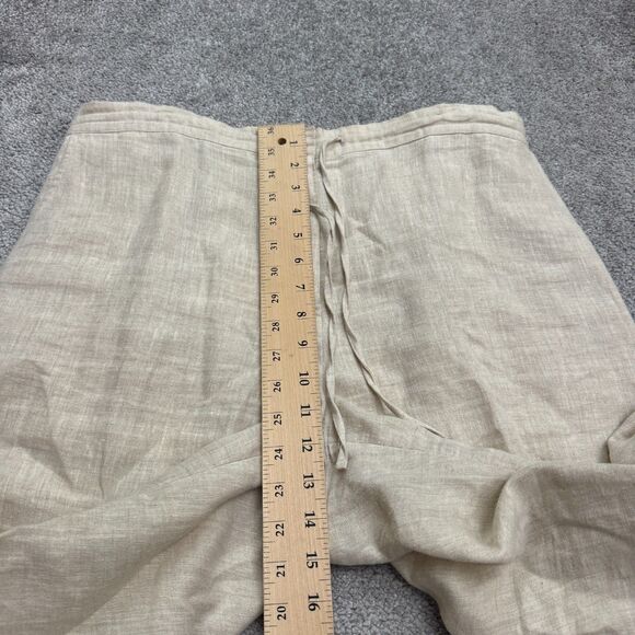 Lane Bryant Linen Wide Leg Trousers Pants Womens 14/16 Beige Elastic Waist Boho - Picture 12 of 16